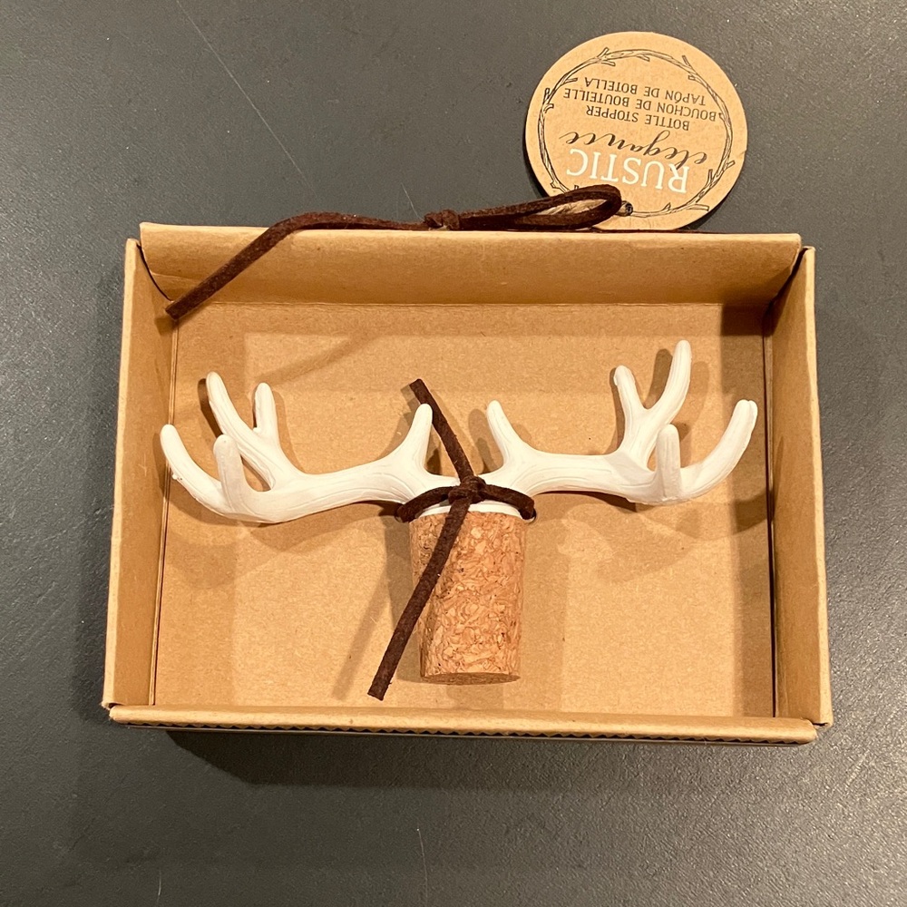 Kate Aspen Rustic Elegance Bottle Stopper deer antlers NWT cork wine stopper